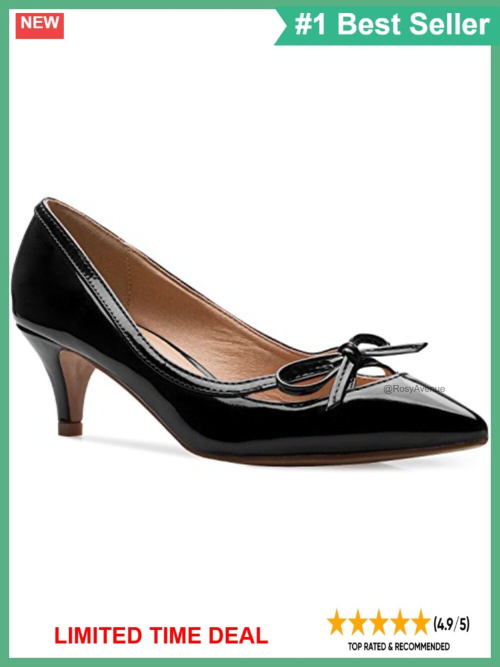 Classic Closed Toe D'Orsay Bow Kitten Heel Pump Dress Work Party